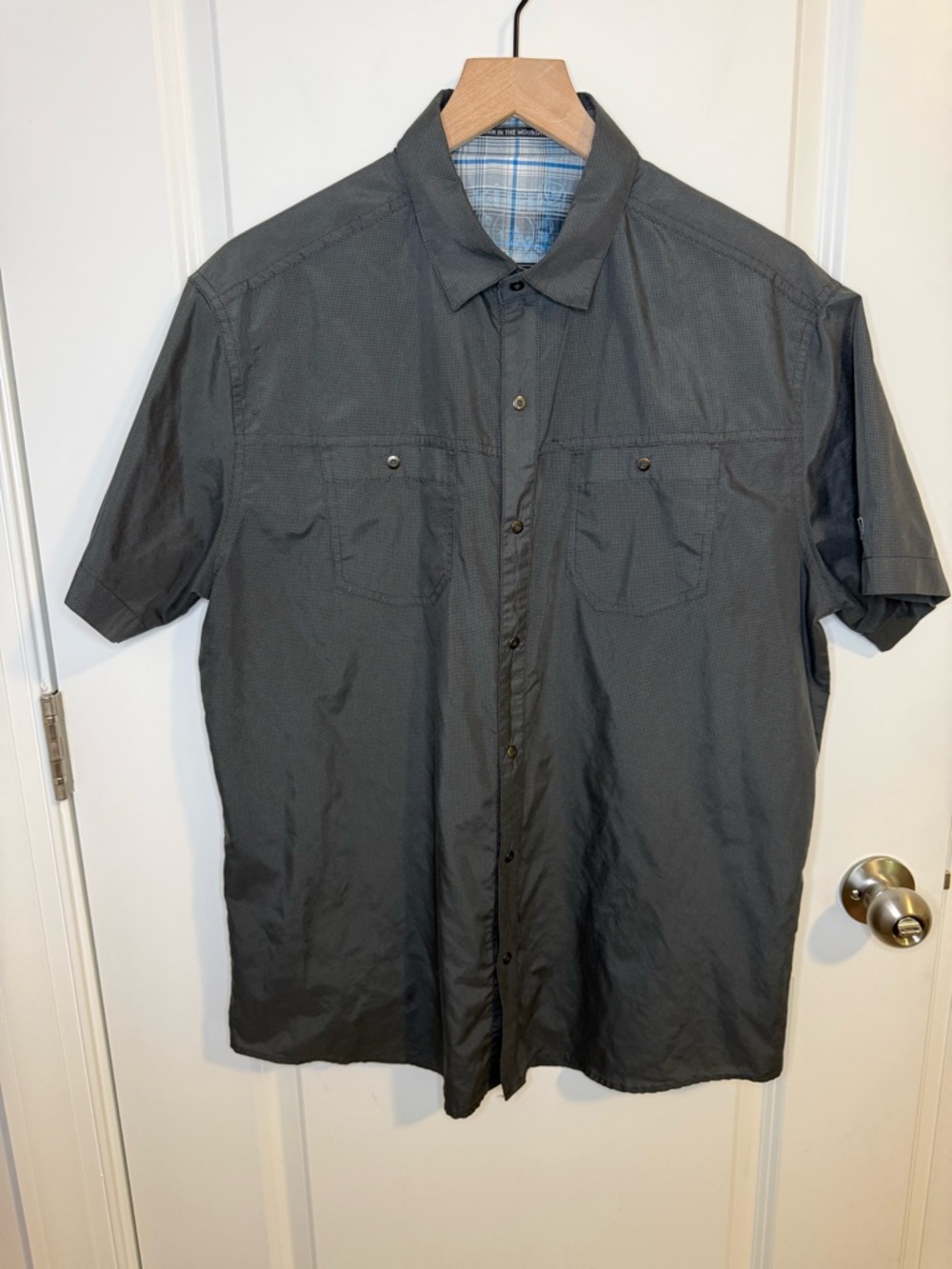 Kuhl Stealth Shirt Mens L Gray Snap‎ Buttton Hiking Utility Lightweight Outdoor